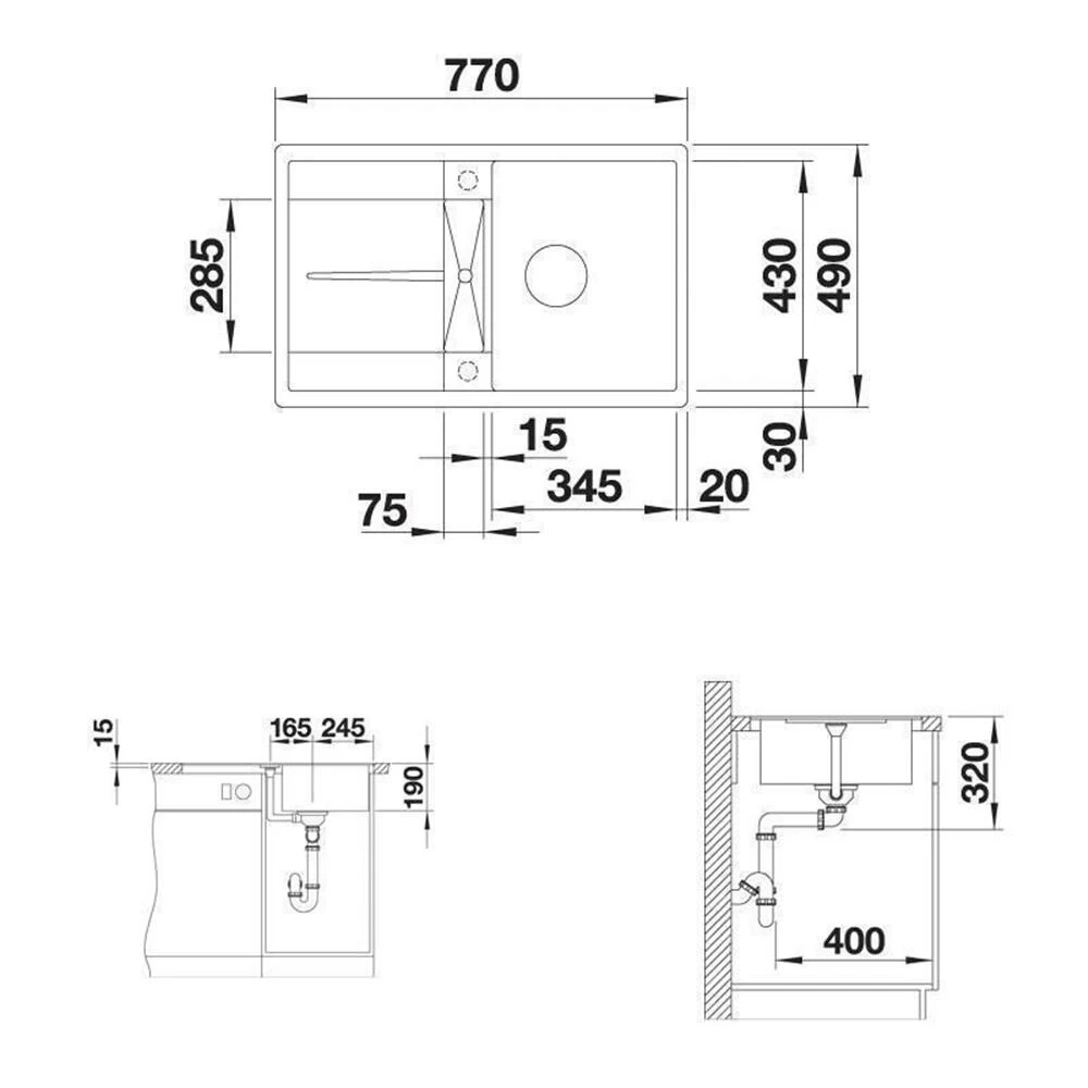 BLANCO Einbauspüle METRA 45 S-F Silgranit Flächenbündig Einbaubar 5 BLANCO Einbauspüle METRA 45 S-F Silgranit Flächenbündig Einbaubar – Bild 3
