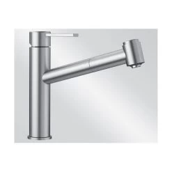 BLANCO Küchenarmatur AMBIS-S Einhebelmischer | Ausziehbare Schlauchbrause | Edelstahl Gebürstet