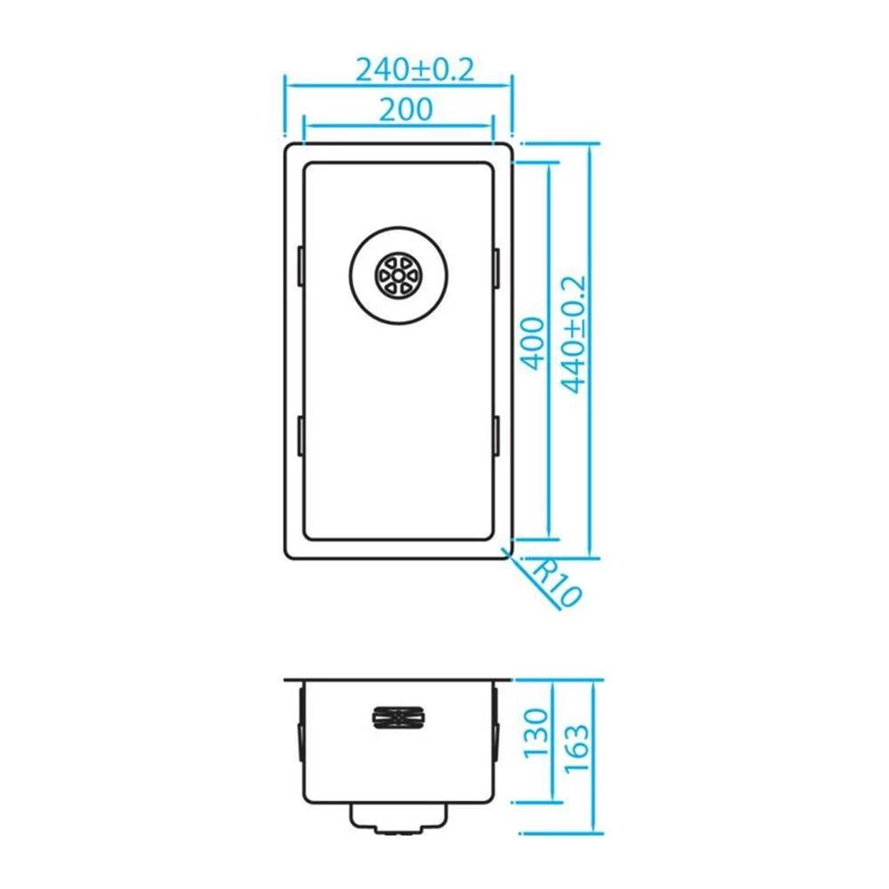 Caressi Einbauspüle CAPPR10 CAPP20R10 24 X 44 Cm Edelstahl 4 Caressi Einbauspüle CAPPR10 CAPP20R10 24 X 44 Cm Edelstahl – Bild 2