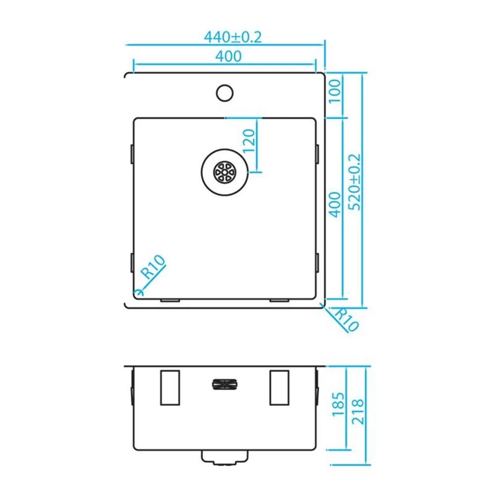 Caressi Einbauspüle CAPPR10 CAPP40KR10 44 X 52 Cm Edelstahl 4 Caressi Einbauspüle CAPPR10 CAPP40KR10 44 X 52 Cm Edelstahl – Bild 2