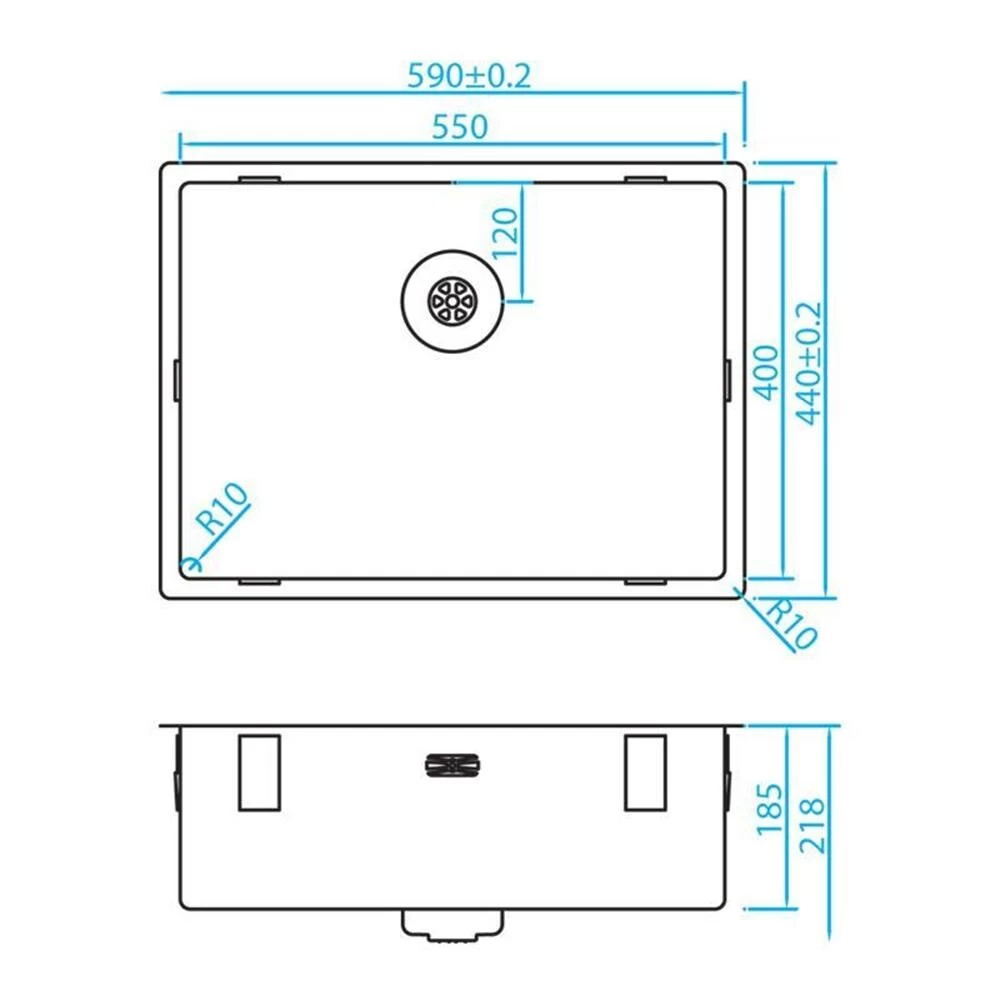 Caressi Einbauspüle CAPPR10 CAPP55R10 59 X 44 Cm Edelstahl 3 Caressi Einbauspüle CAPPR10 CAPP55R10 59 X 44 Cm Edelstahl – Bild 2
