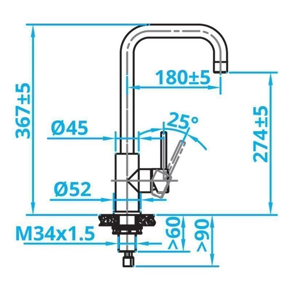 Caressi Küchenarmatur Edelstahl CABL001I 4 Caressi Küchenarmatur Edelstahl CABL001I – Bild 2