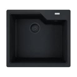 Franke Einbaubecken Urban UBG 610-56 Fragranit Black Matt - Black Collection, Drehknopfventil