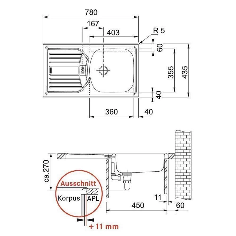 Franke Einbauspüle Eurostar ETN 614 NOVA Edelstahl Seidenmatt Stopfenventil 5 Franke Einbauspüle Eurostar ETN 614 NOVA Edelstahl Seidenmatt Stopfenventil – Bild 3