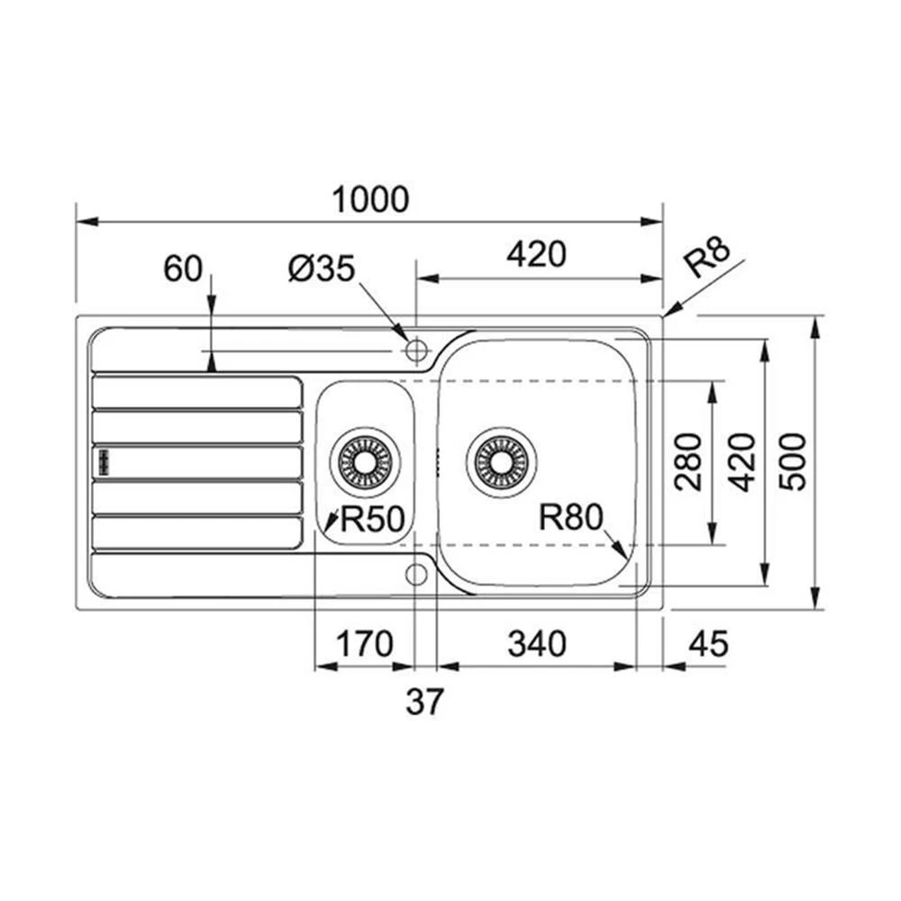 Franke Einbauspüle Spark SKL 651 Edelstahl Leinen 4 Franke Einbauspüle Spark SKL 651 Edelstahl Leinen – Bild 2