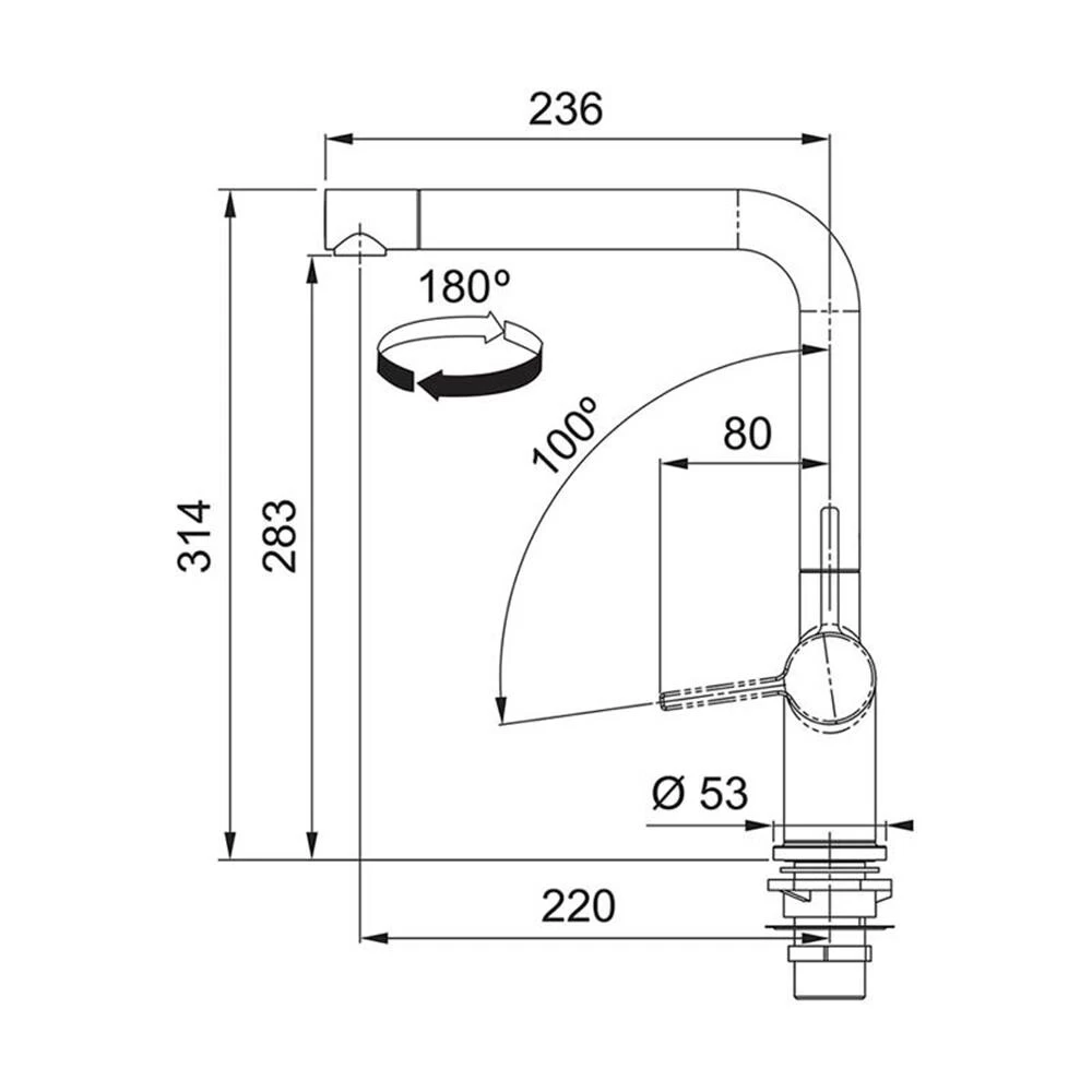 Franke Küchenarmatur Active L Window Festauslauf Hochdruck Oberfläche Chrom 7 Franke Küchenarmatur Active L Window Festauslauf Hochdruck Oberfläche Chrom – Bild 5