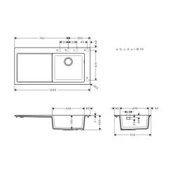 Hansgrohe Einbauspüle S51 S514-F450, Becken Rechts -Machen Sie es mit der Küchenspüle. hansgrohe einbauspuele 450 s514 f4503
