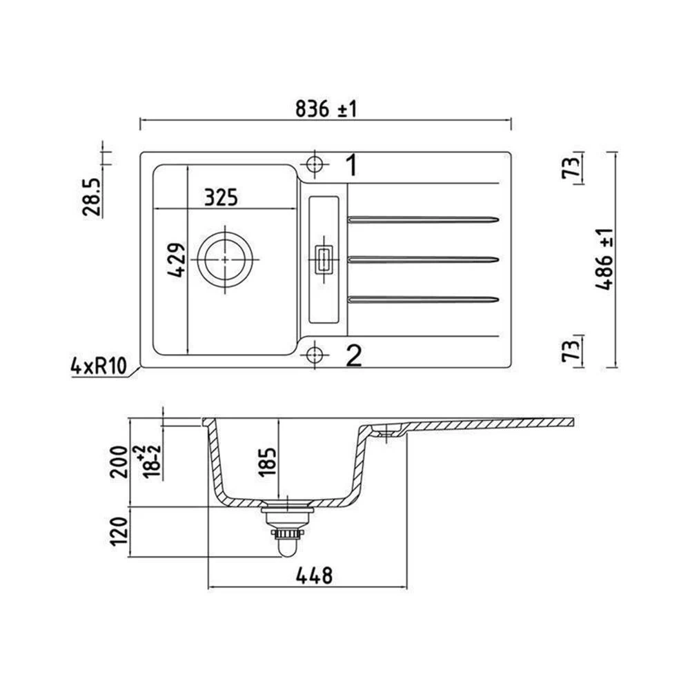 Naber Einbauspüle Keramik Flächenbündig LineUP 1F 6 Naber Einbauspüle Keramik Flächenbündig LineUP 1F – Bild 4
