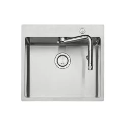 Naber Einbauspülen-Set Corno Turno 50, Spüle Und Integrierte Armatur Turno Edelstahl