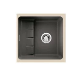 Naber Unterbauspülen-Set PickUP U Keramik Schiefer Und Armatur Arco 2 Chrom Hochdruck