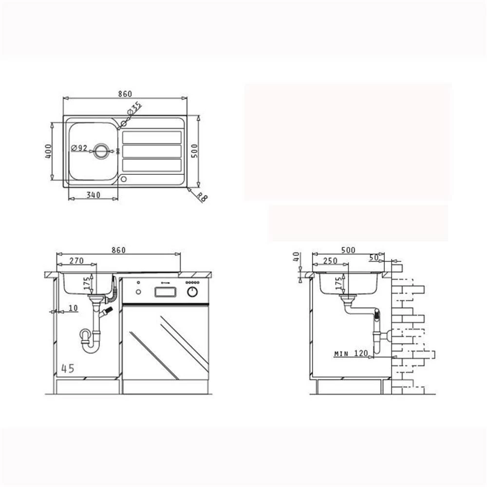 Pyramis Einbauspüle ATHENA (86 X 50) 1B 1D FB (Flachrand) Edelstahl Poliert 5 Pyramis Einbauspüle ATHENA (86 X 50) 1B 1D FB (Flachrand) Edelstahl Poliert – Bild 3