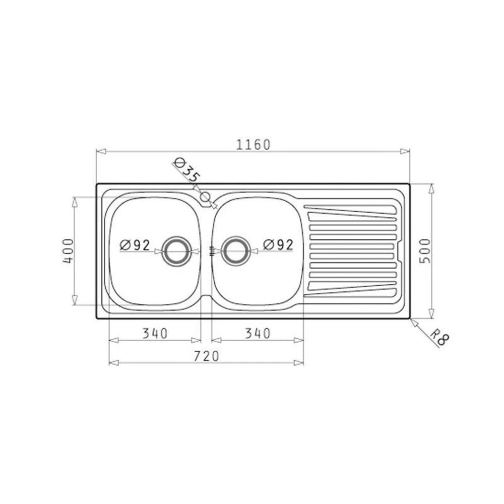 Pyramis Einbauspüle SPARTA (116X50) 2B 1D 4 Pyramis Einbauspüle SPARTA (116X50) 2B 1D – Bild 2