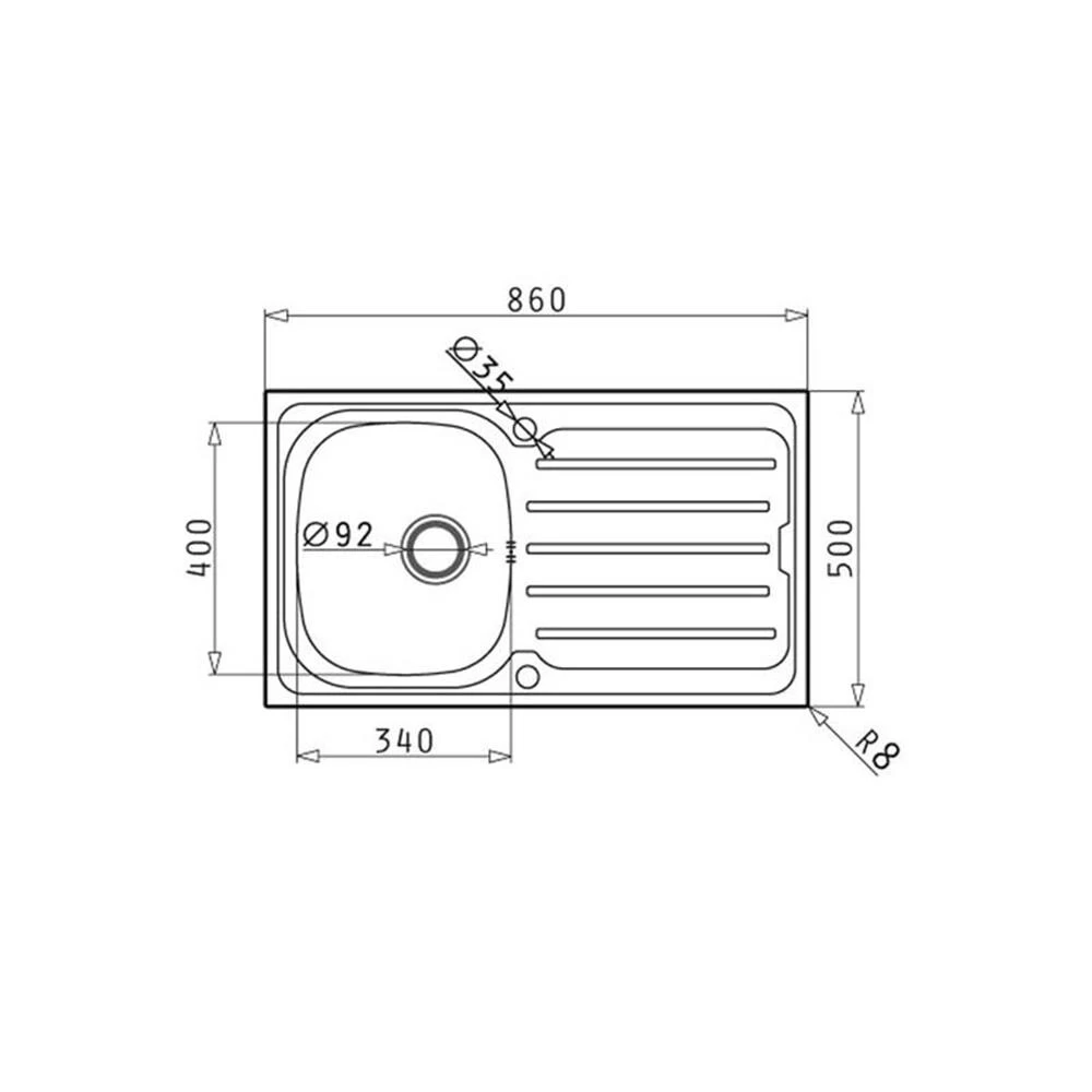 Pyramis Einbauspüle Vera (86x50) 1 B 1 D Edelstahl Poliert 4 Pyramis Einbauspüle Vera (86x50) 1 B 1 D Edelstahl Poliert – Bild 2