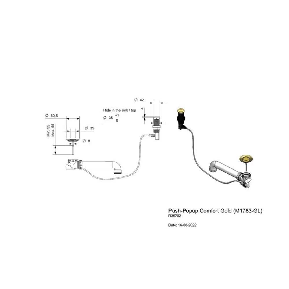 Reginox Druckknopfexzenter Set M1783 Gold Flax Nur Geeignet Für New York Gold Flax - Comfort 5 Reginox Druckknopfexzenter Set M1783 Gold Flax Nur Geeignet Für New York Gold Flax - Comfort – Bild 3