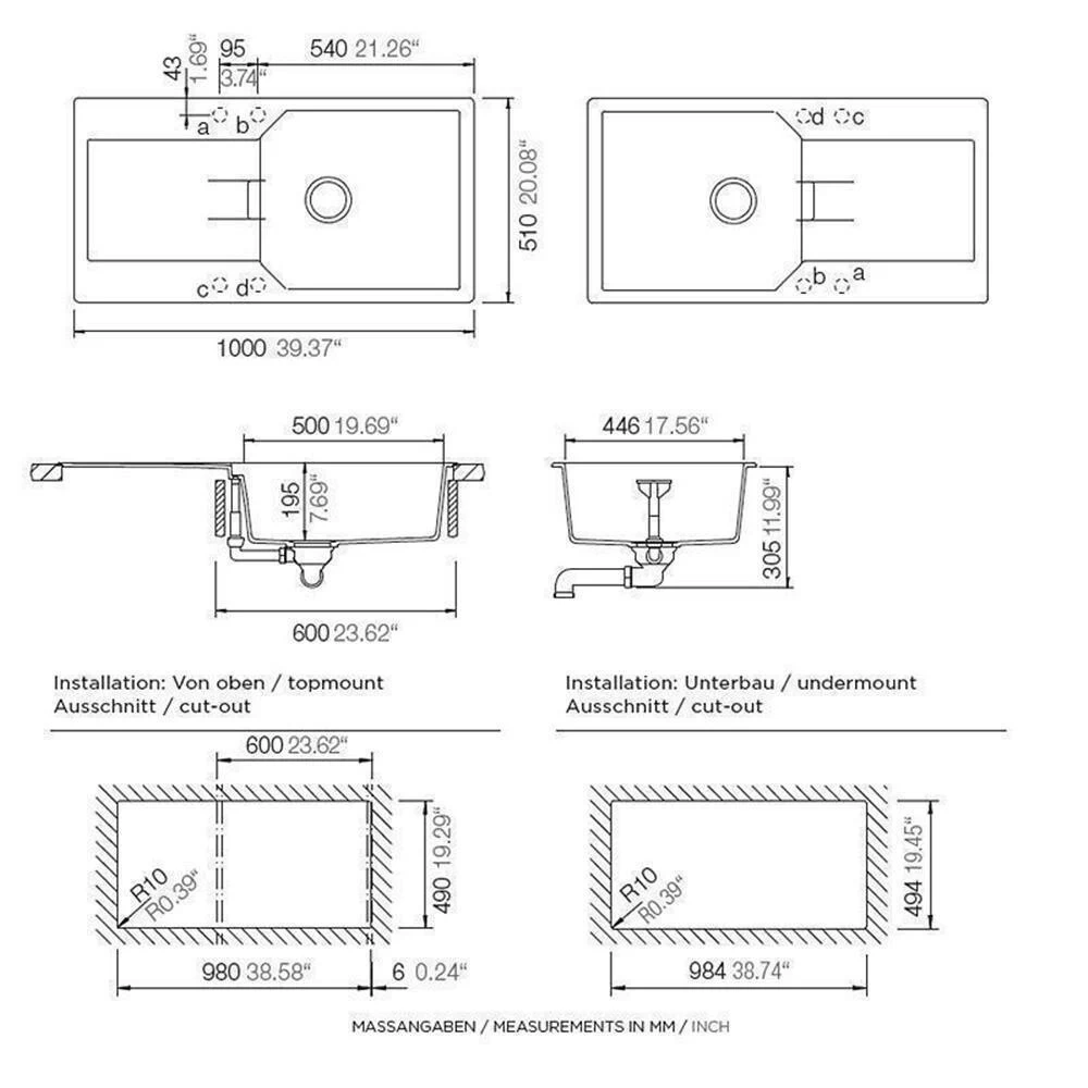 Schock Einbauspüle Cristalite Manhattan D-100 L U 5 Schock Einbauspüle Cristalite Manhattan D-100 L U – Bild 3