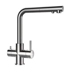 Schock Küchenarmatur / Drei-Wege-Armatur Vitus (ausziehbarer Auslauf), Edelstahl Massiv