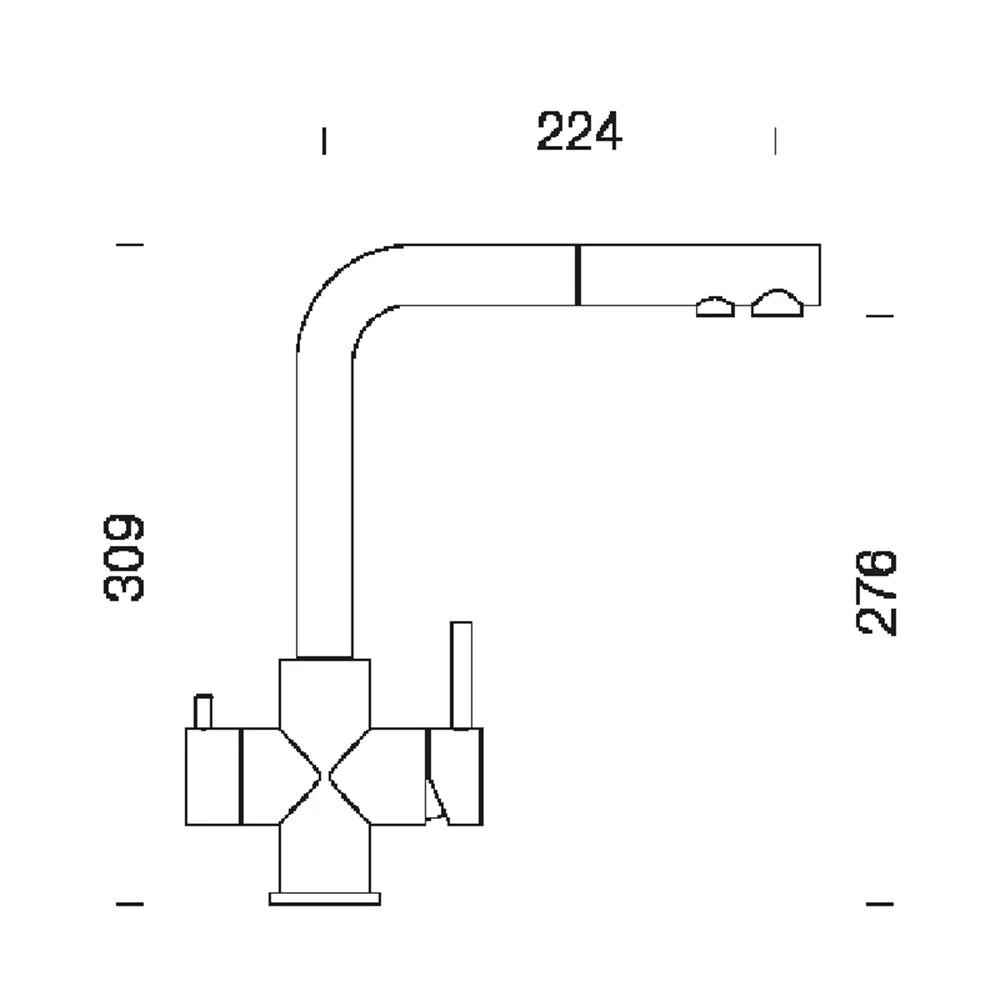 Schock Küchenarmatur / Drei-Wege-Armatur Vitus (ausziehbarer Auslauf), Edelstahl Massiv 5 Schock Küchenarmatur / Drei-Wege-Armatur Vitus (ausziehbarer Auslauf), Edelstahl Massiv – Bild 3