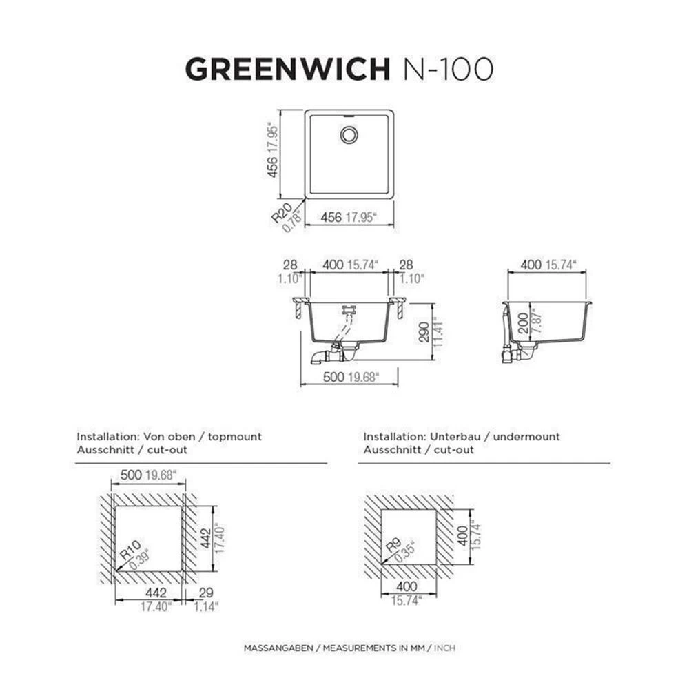 Schock Unterbauspüle Cristadur Greenwich N-100 U 5 Schock Unterbauspüle Cristadur Greenwich N-100 U – Bild 3