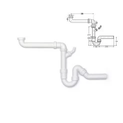 Set Raumspar-Siphon / Geruchverschluss 1 1/2" X 50 Mm, Mit 1 Geräteanschluss
