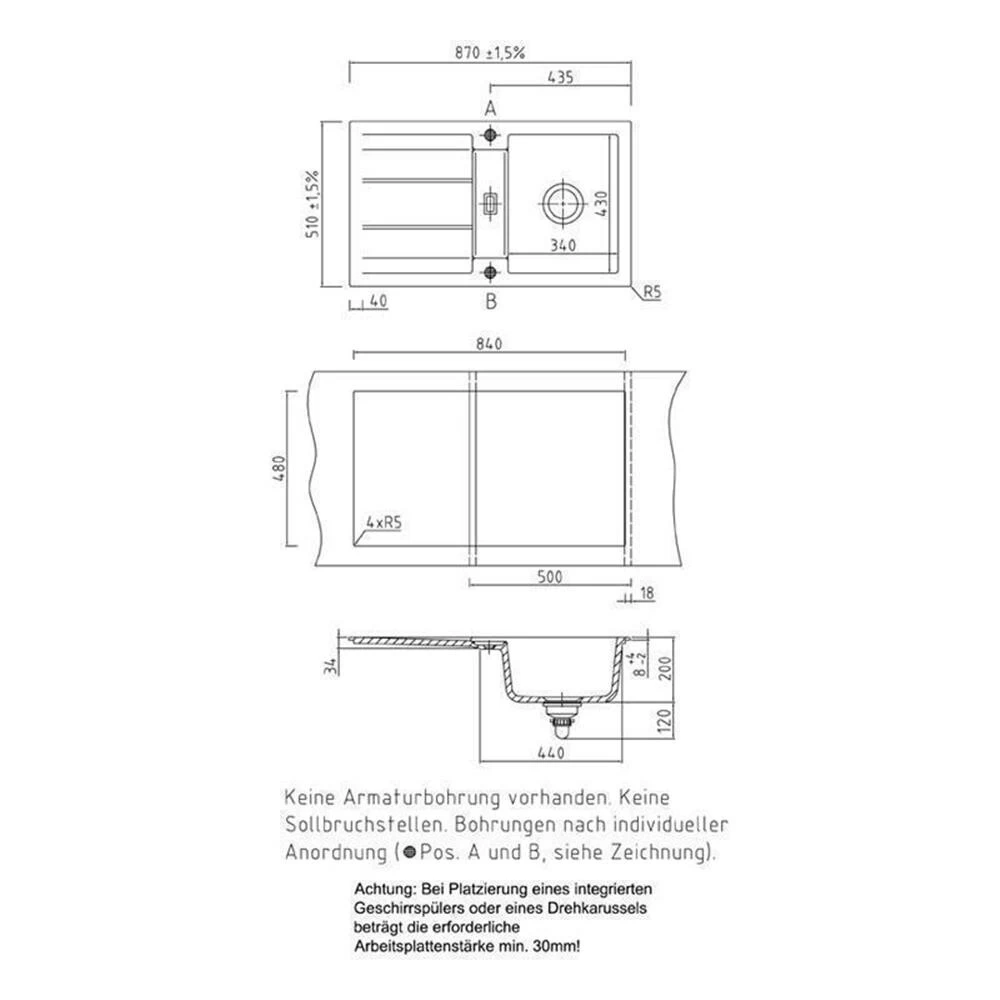 Systemceram Einbauspüle KeraDomo Genea 87 6 Systemceram Einbauspüle KeraDomo Genea 87 – Bild 4