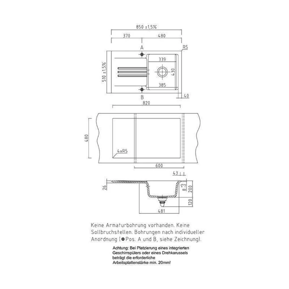 Systemceram Einbauspüle KeraDomo Kara 85 6 Systemceram Einbauspüle KeraDomo Kara 85 – Bild 4