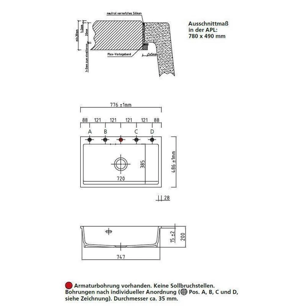 Systemceram Einbauspüle KeraDomo MERA 80 F Flächenbündig Einbaubar 5 Systemceram Einbauspüle KeraDomo MERA 80 F Flächenbündig Einbaubar – Bild 3