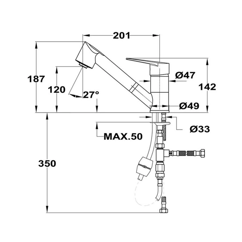 Teka Küchenarmatur MTN 979 Chrom, Schwenkbarer Auslauf, Auszugbrause, Niederdruck 3 Teka Küchenarmatur MTN 979 Chrom, Schwenkbarer Auslauf, Auszugbrause, Niederdruck – Bild 2