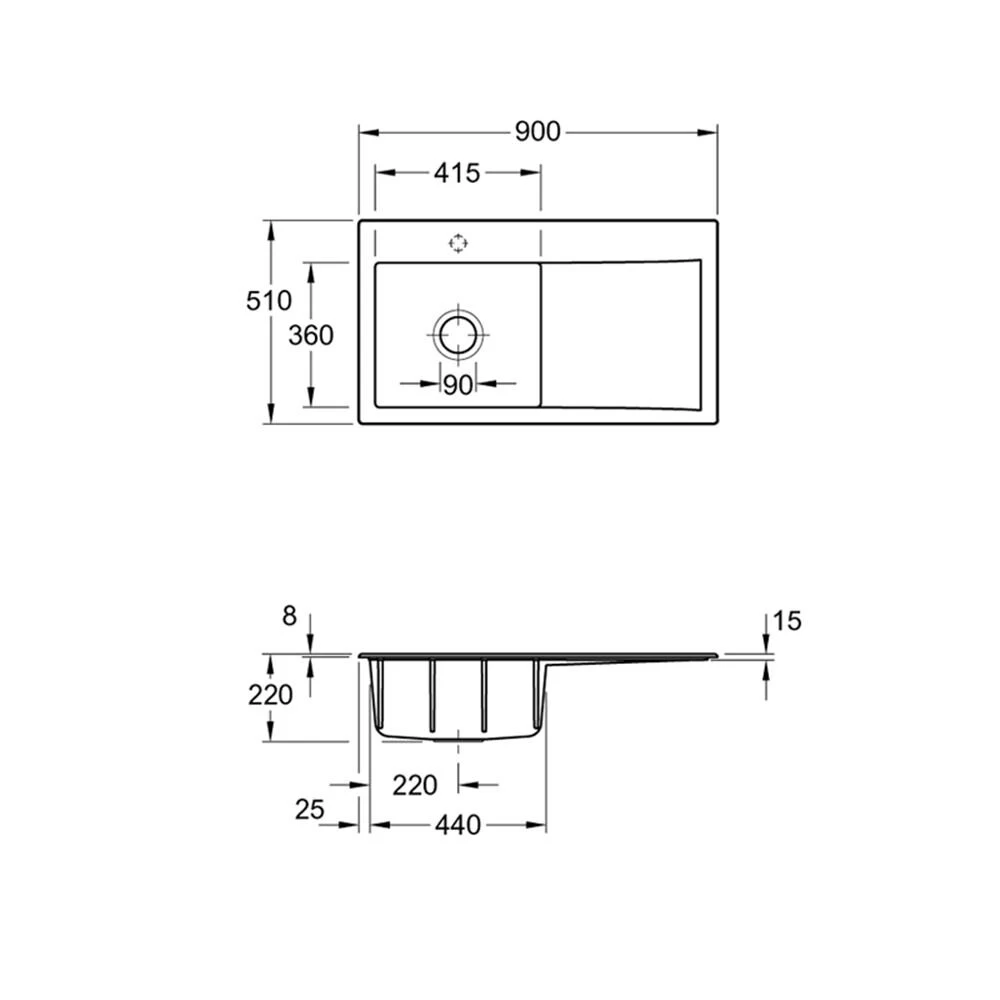 Villeroy & Boch Einbauspüle Subway Style 50 Becken Links 5 Villeroy & Boch Einbauspüle Subway Style 50 Becken Links – Bild 3