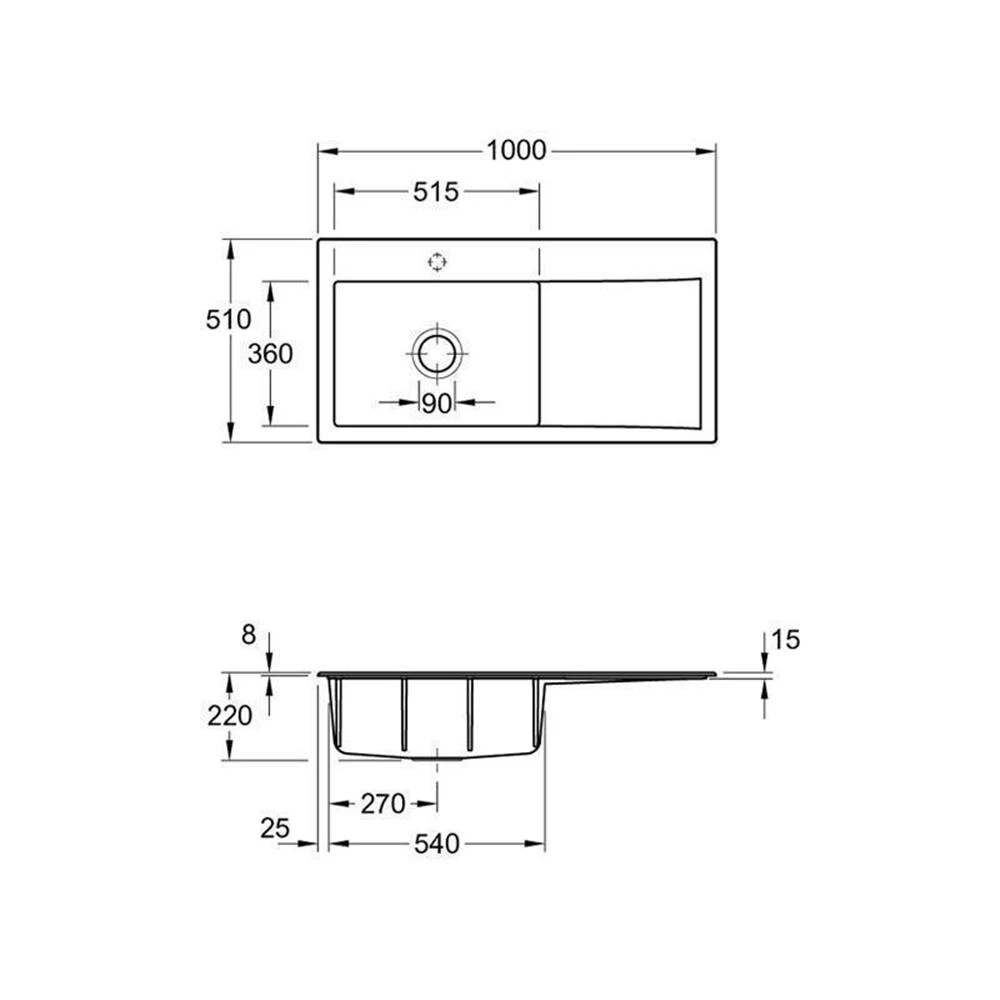 Villeroy & Boch Einbauspüle Subway Style 60 Becken Links 5 Villeroy & Boch Einbauspüle Subway Style 60 Becken Links – Bild 3