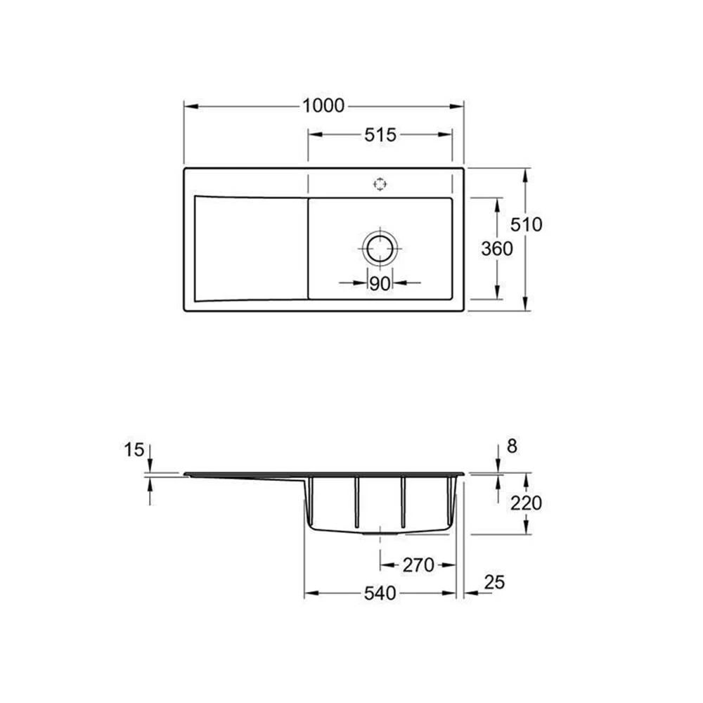 Villeroy & Boch Einbauspüle Subway Style 60 Becken Rechts 5 Villeroy & Boch Einbauspüle Subway Style 60 Becken Rechts – Bild 3